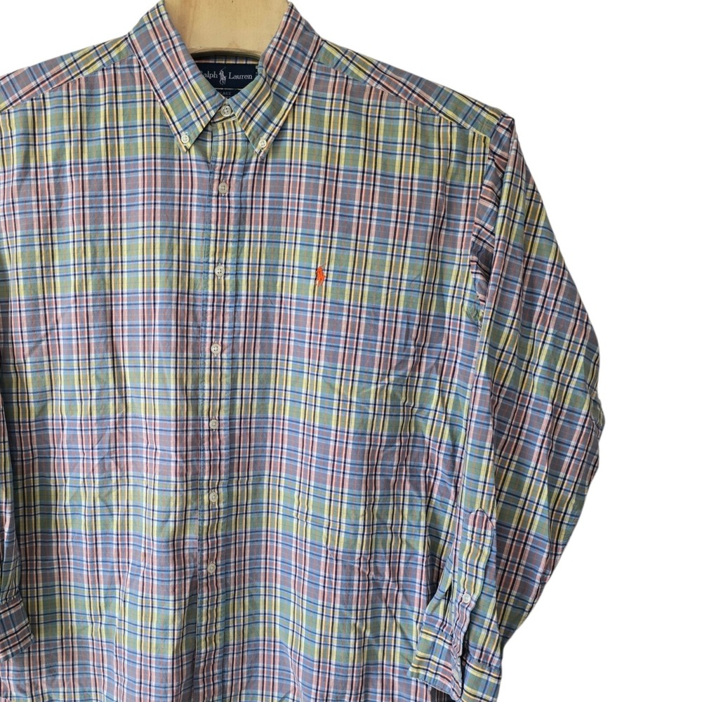 Polo Ralph Lauren Blake Shirt Mens 2XB Big Multi Color Plaid Cotton Button Down